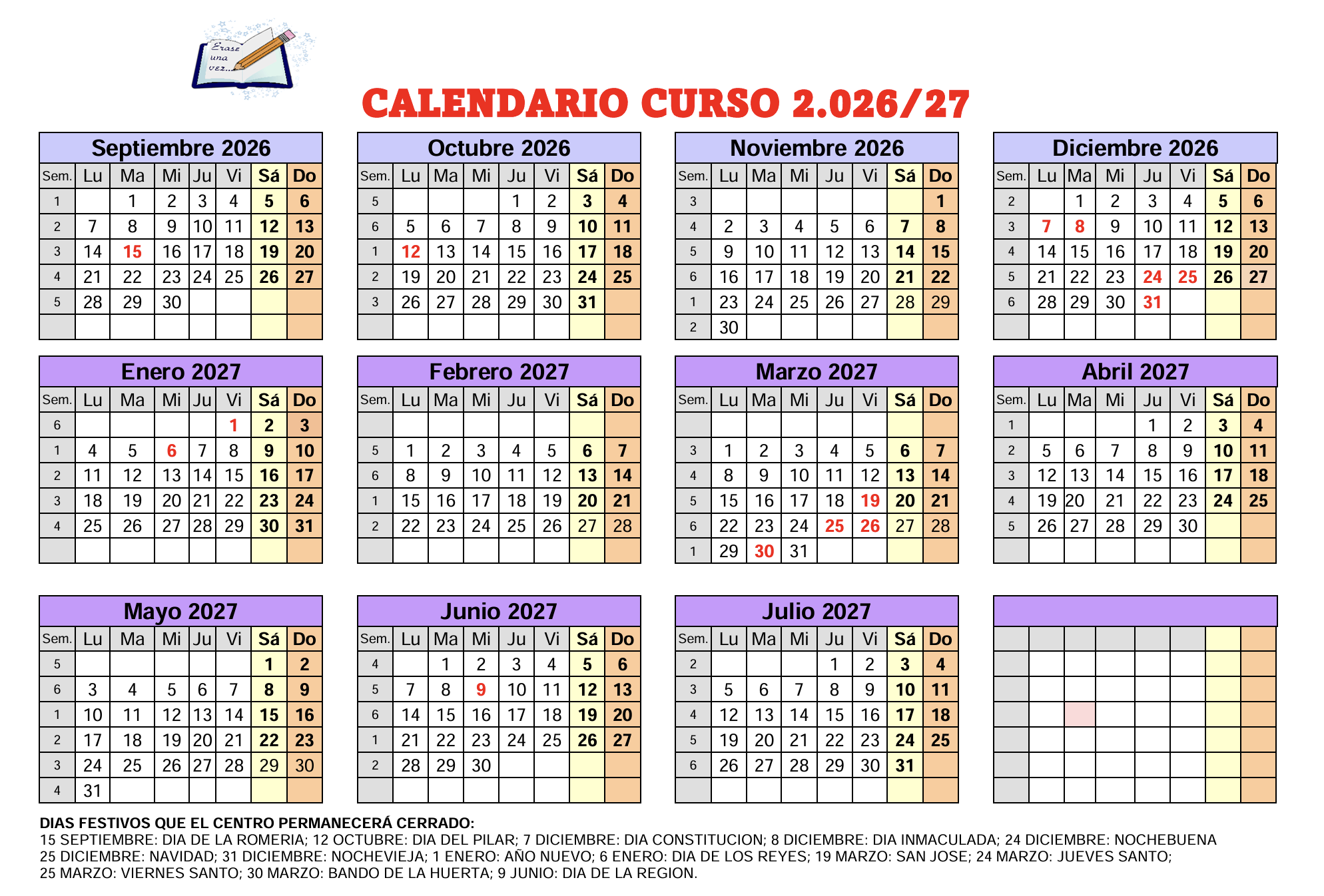 calendario curso 26/27